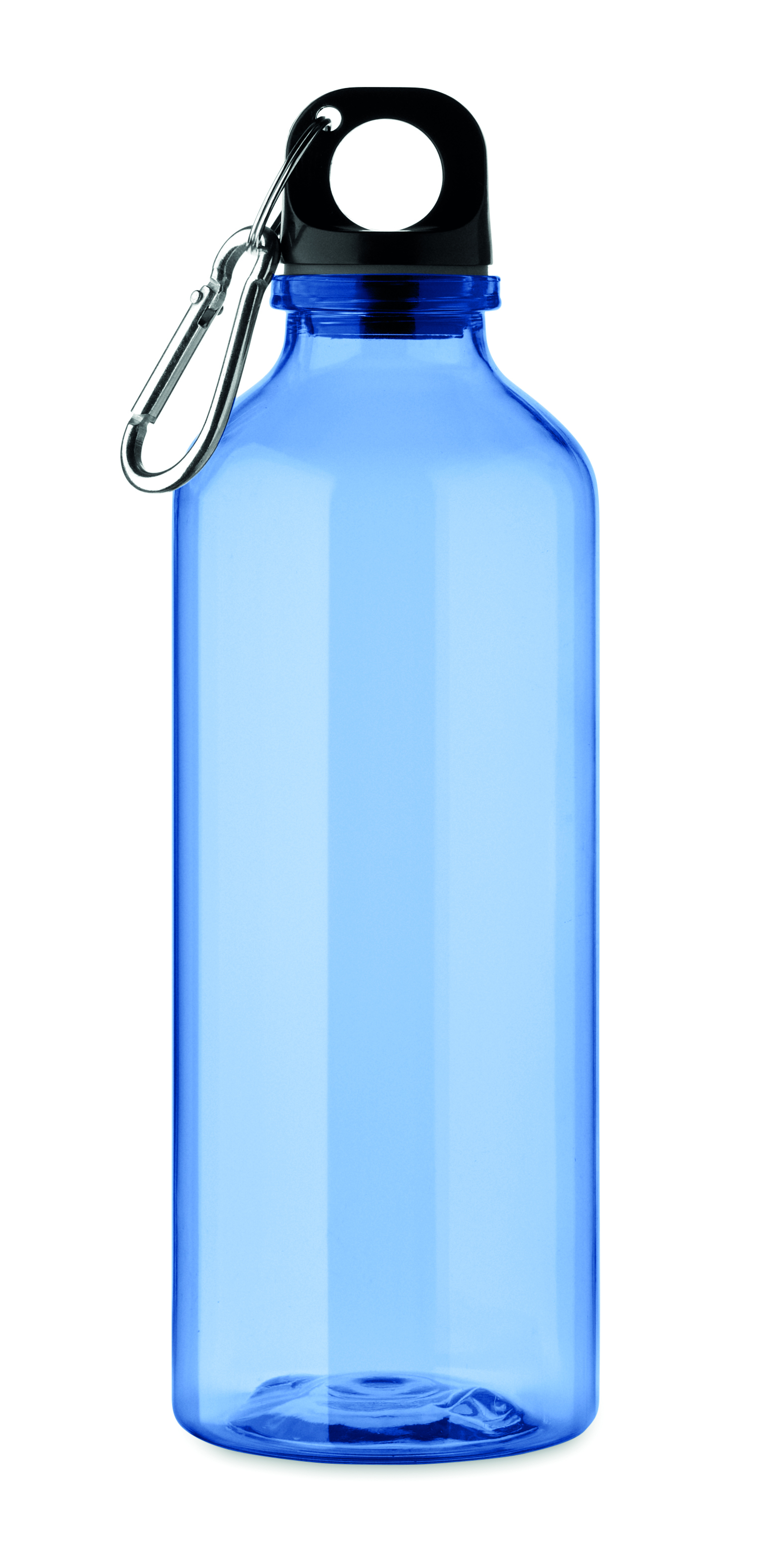 Gourde publicitaire RPET 500 ml avec mousqueton Moss Bleu transparent